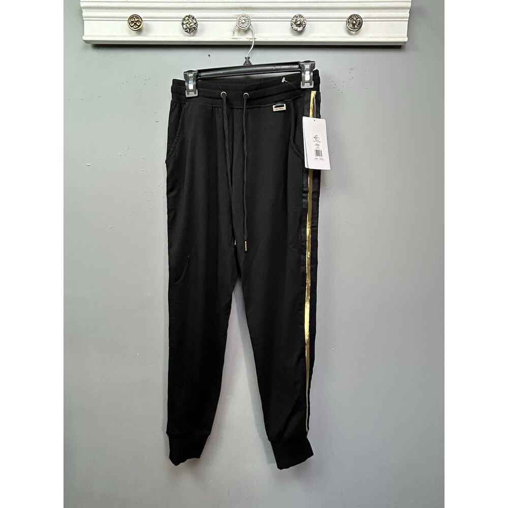 Ki Pro Performance Joggers/Sweatpants Black Gold Striped Womens Small‎ NEW
